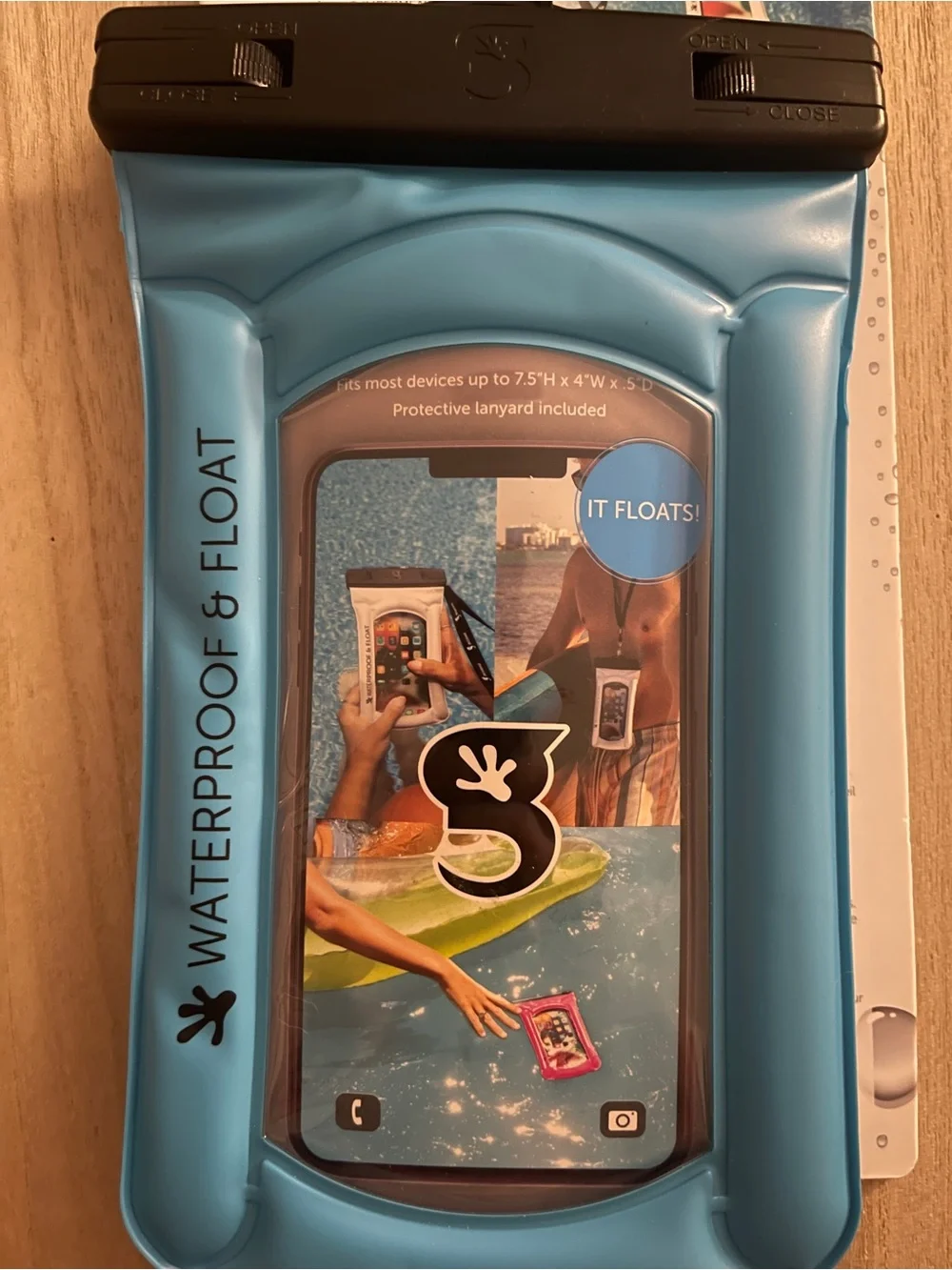 geckobrands Waterproof & Float Phone Dry Bag Pouch Blue NWT